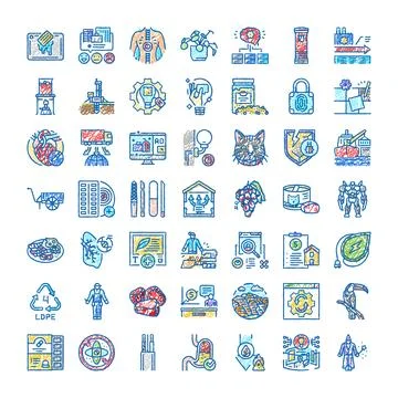 Hand drawn doodle icon collection representing various concepts Stock Illustration
