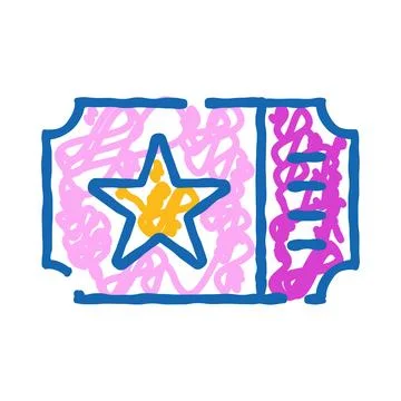 Hand drawn doodle icon of an event ticket Stock Illustration