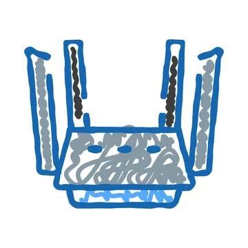 Hand drawn doodle icon representing a wireless router Stock Illustration