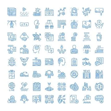 Hand drawn doodle icon set illustrating various concepts Illustrazione stock