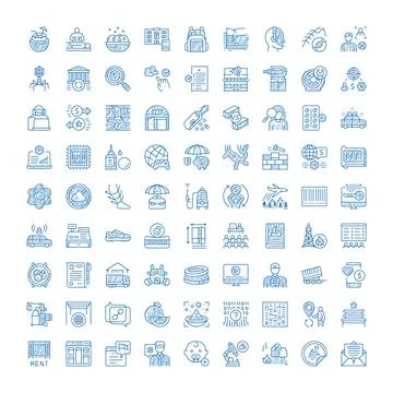 Hand drawn doodle icon set business technology concepts Stock Illustration