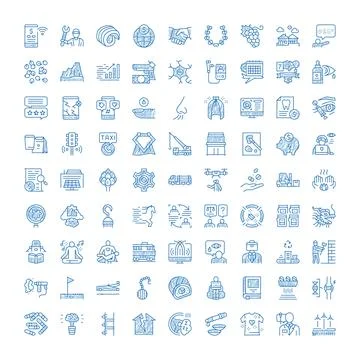 Hand drawn doodle icon set illustrating various concepts Stock Illustration