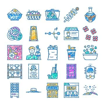 Hand drawn doodle icon set illustrating diverse concepts イラスト素材