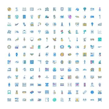 Hand drawn doodle icon set diverse collection Stock Illustration