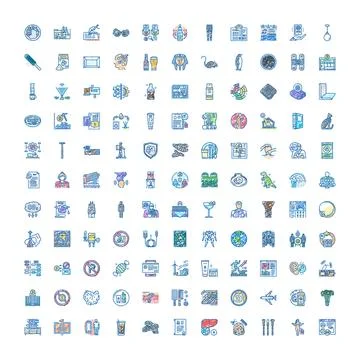 Hand drawn doodle icon set illustrating various concepts Stock Illustration