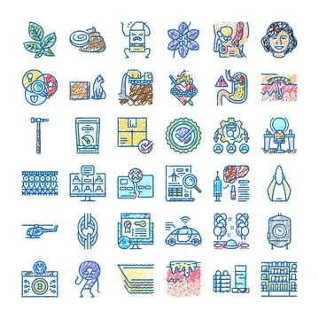 Hand drawn doodle icon set collection Stock Illustration