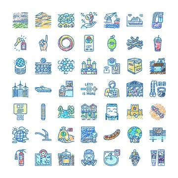 Hand drawn doodle icon set diverse concepts Stock Illustration