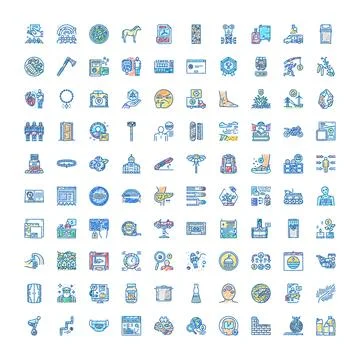 Hand drawn doodle icon set illustrating various concepts Stock Illustration