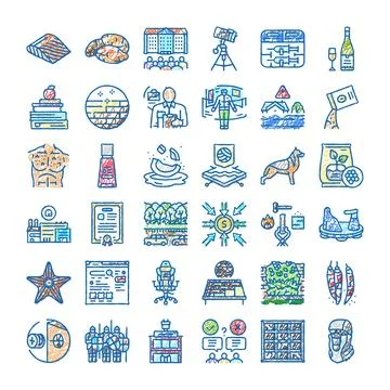 Hand drawn doodle icon set collection イラスト素材