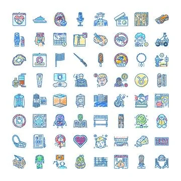 Hand drawn doodle icon set vector collection Stock Illustration