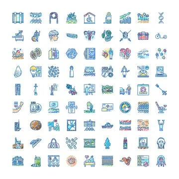Hand drawn doodle icon set illustrating various concepts Ilustración de archivo
