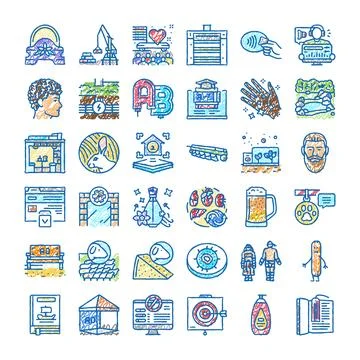 Hand drawn doodle icon set illustrating various concepts Stock Illustration
