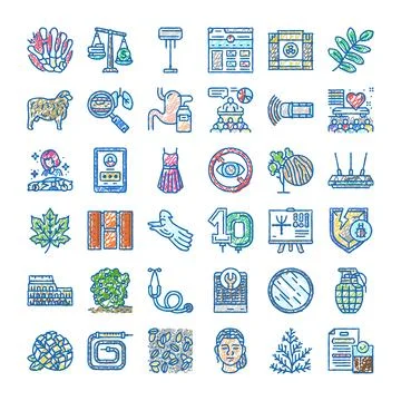 Hand drawn doodle icon set with varied symbols Stock Illustration