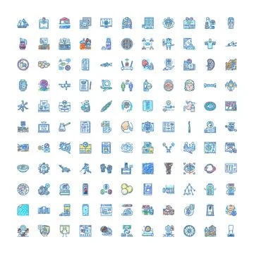 Hand drawn doodle icon set business technology Stock Illustration
