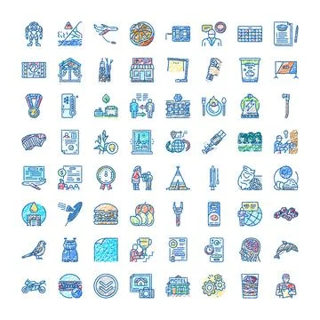 Hand drawn doodle icon set illustrating diverse concepts Ilustración de archivo