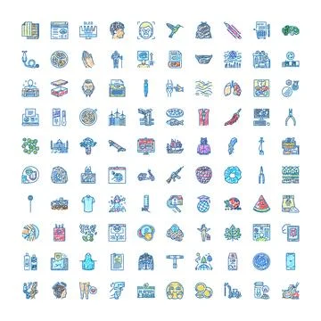 Hand drawn doodle icon set with various elements 스톡 일러스트