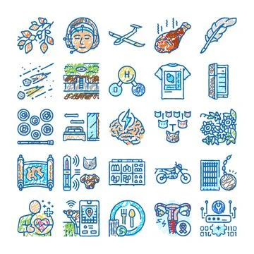 Hand drawn doodle icon set diverse concepts イラスト素材