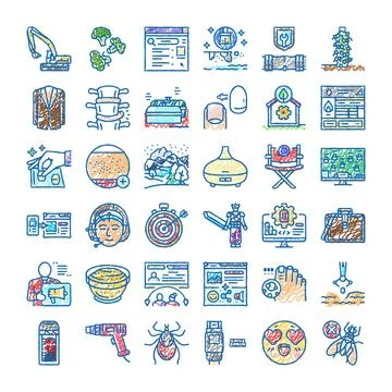 Hand drawn doodle icon set business lifestyle Stock Illustration