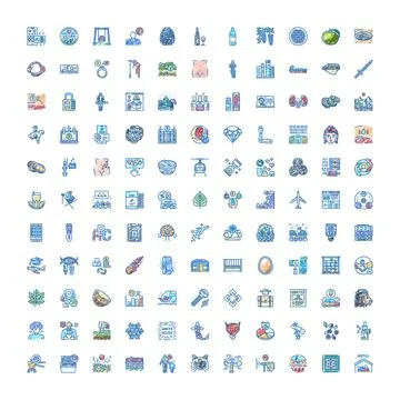 Hand drawn doodle icon set with colorful symbols Stock Illustration
