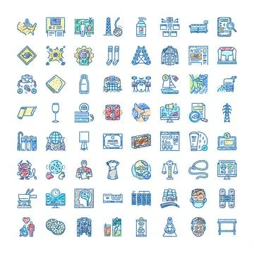 Hand drawn doodle icon set representing business and technology Stockillustratie