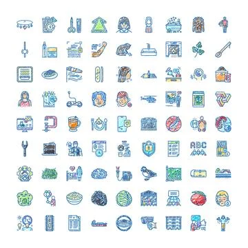 Hand drawn doodle icon set with crayon texture Stock Illustration