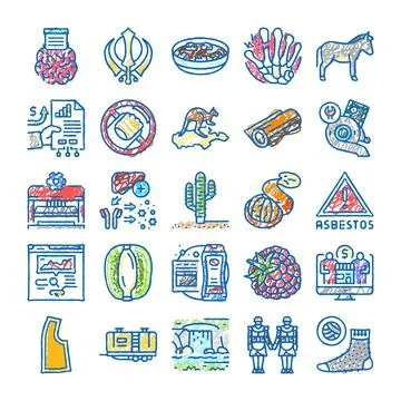 Hand drawn doodle icon set illustrating various concepts イラスト素材