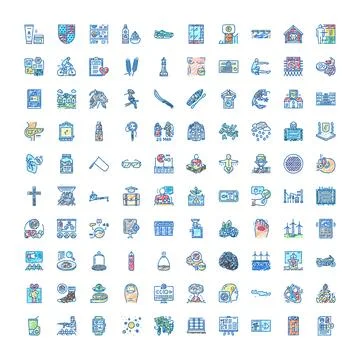 Hand drawn doodle icon set illustrating various concepts Stock Illustration
