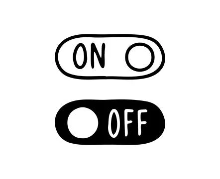 Hand drawn On off doodle icon. Switch button. Vector style buttons Stock Illustration