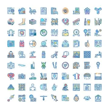 Hand drawn doodle icons creating a large collection Stock Illustration