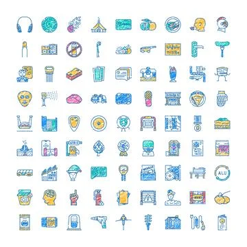 Hand drawn doodle icons representing daily objects and concepts Stock Illustration