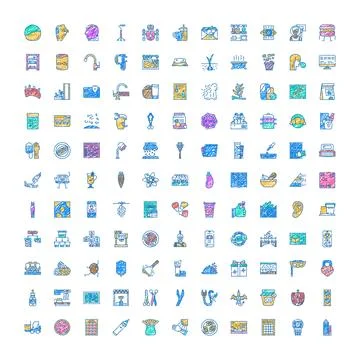 Hand drawn doodle icons representing various concepts and everyday objects Stock Illustration