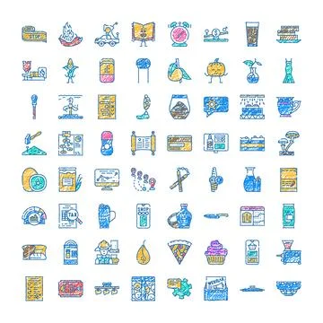 Hand drawn doodle icons representing diverse concepts and objects Illustrazione stock