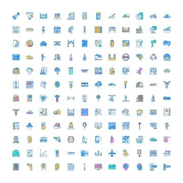 Hand drawn doodle icons representing various concepts and objects Ilustración de archivo