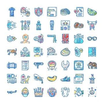 Hand drawn doodle icons representing diverse concepts Stock Illustration