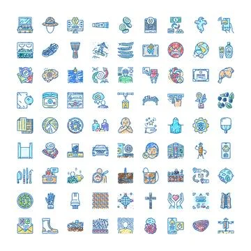 Hand drawn doodle icons representing various concepts and themes イラスト素材