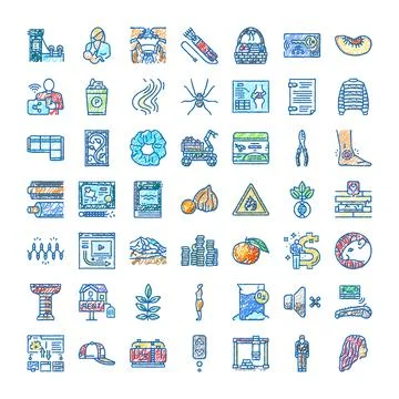 Hand drawn doodle icons representing diverse concepts Stock Illustration