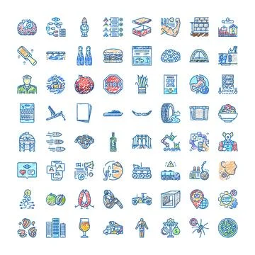 Hand drawn doodle icons representing diverse concepts Stock Illustration