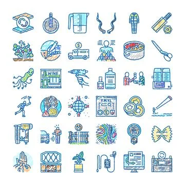 Hand drawn doodle icons representing various concepts and themes 스톡 일러스트