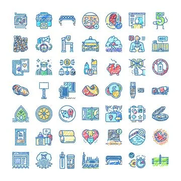 Hand drawn doodle icons representing business health life variety 库存插图