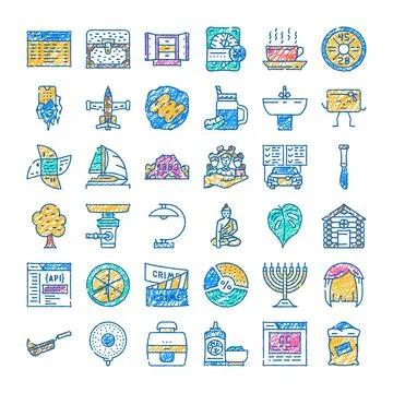 Hand drawn doodle icons for technology and lifestyle Stock Illustration