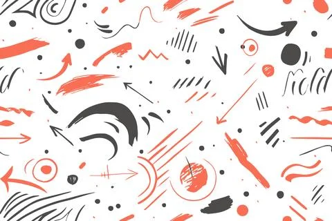 Hand drawn doodle ink thinking plan concept. Business seamless pattern. Drawing Illustrazione stock