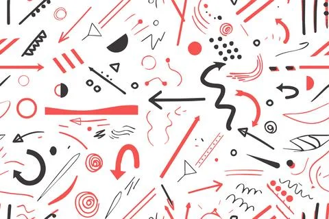 Hand drawn doodle ink thinking plan concept. Business seamless pattern. Drawing Stock-Illustration