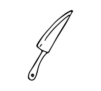 Hand Drawn Doodle Kitchen Chef Knife Outline Illustration, Cooking Utensil .. Stock Illustration