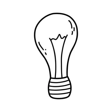 Hand drawn doodle light bulb icon. Vector sketch illustration of black outline Stock Illustration