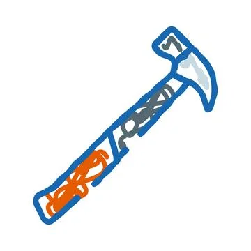 Hand drawn doodle line art claw hammer tool Ilustración de archivo