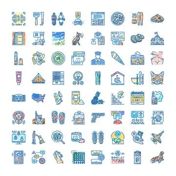 Hand drawn doodle line art icon set Ilustración de archivo