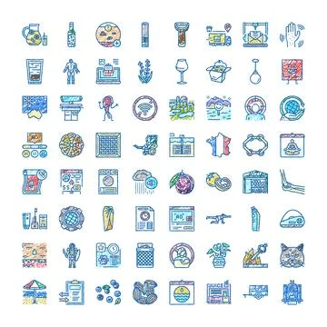 Hand drawn doodle line art icon set Stock Illustration
