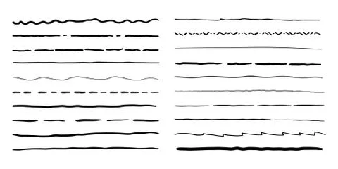 Hand drawn doodle line borders vector set Illustrazione stock