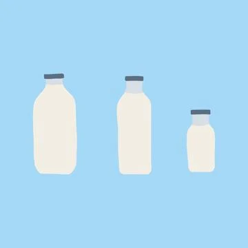 Hand drawn doodle line vector illustration set of milk, kefir in different gl Stock Illustration