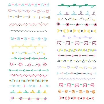 Hand drawn doodle lines set. Ink pen brushes, underline pencil strokes, drawing Stock Illustration